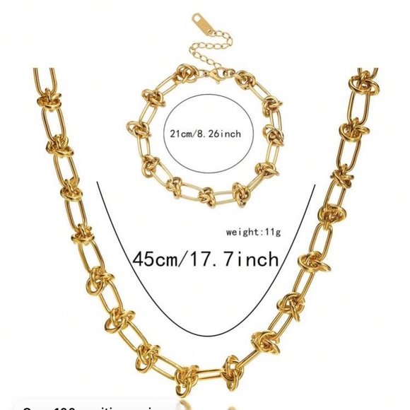 COPY - 2pcs/Set Fashionable Stainless Steel Knotted Bracelet And Necklace, Heav… - Picture 6 of 6